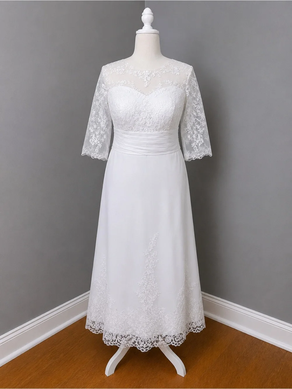#43-14 White chiffon lace high/Low hem cocktail dress  1X/Size 16W